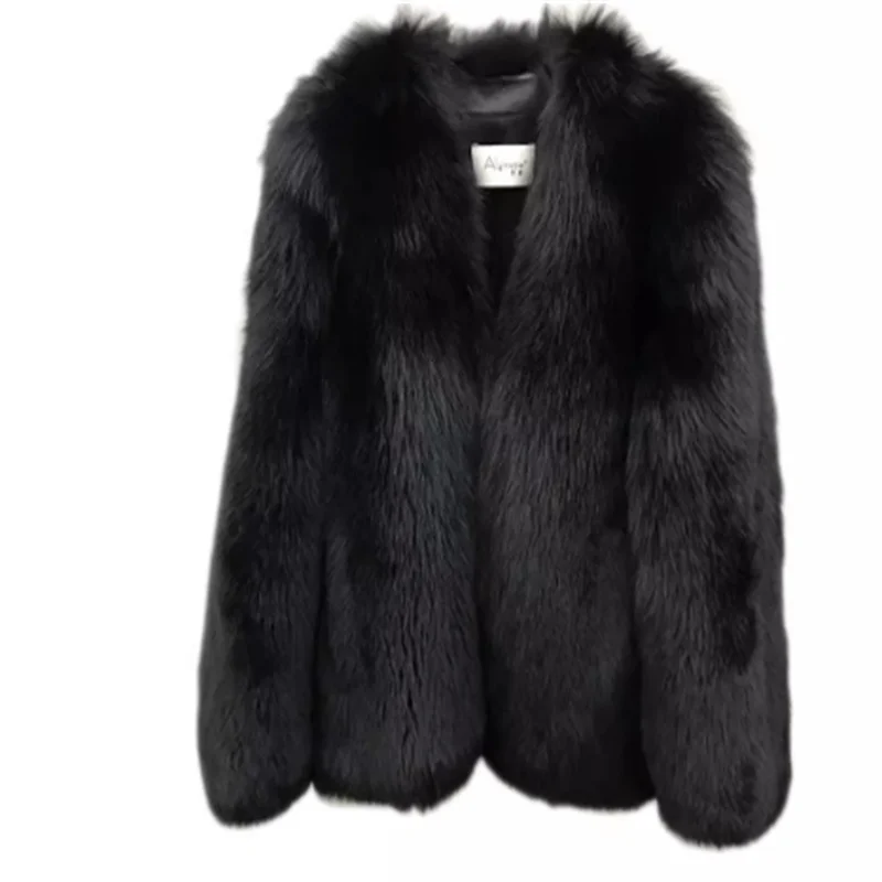 fur black style jacket coat coat imitation fox fur warm classic fashion elegant noble jacket jacket