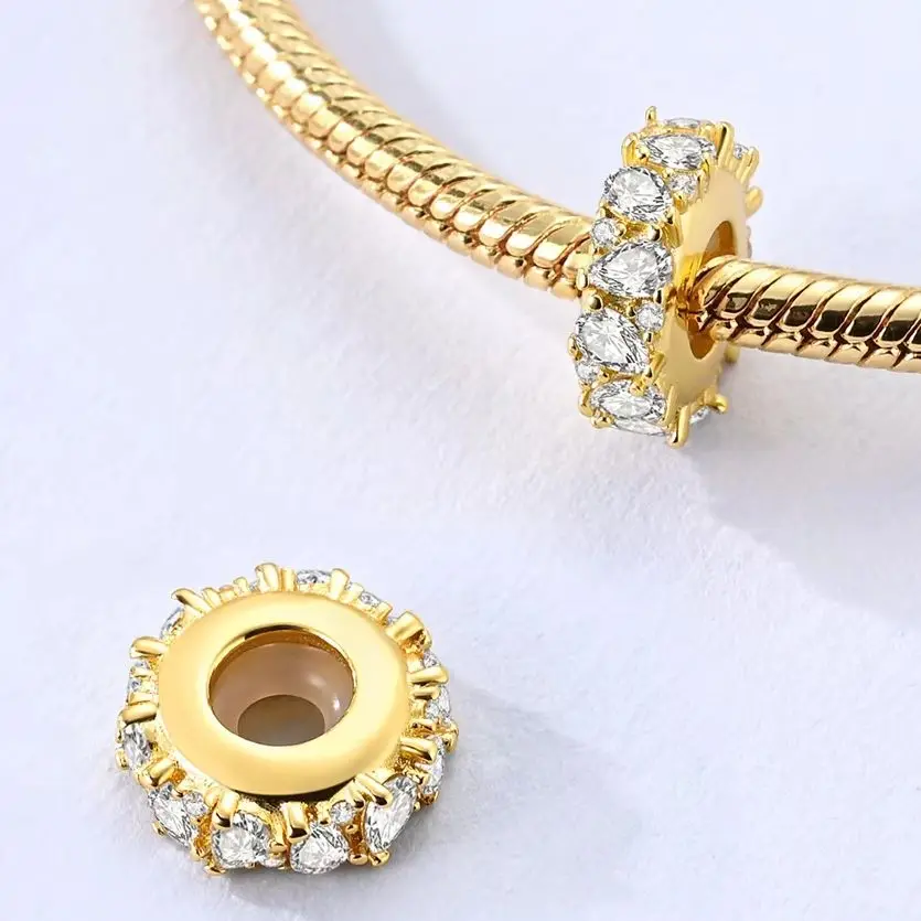 

925 Silver Bead Zircon Rubber Stopper Clip Fit Snake Bracelet DIY Woman Jewelry