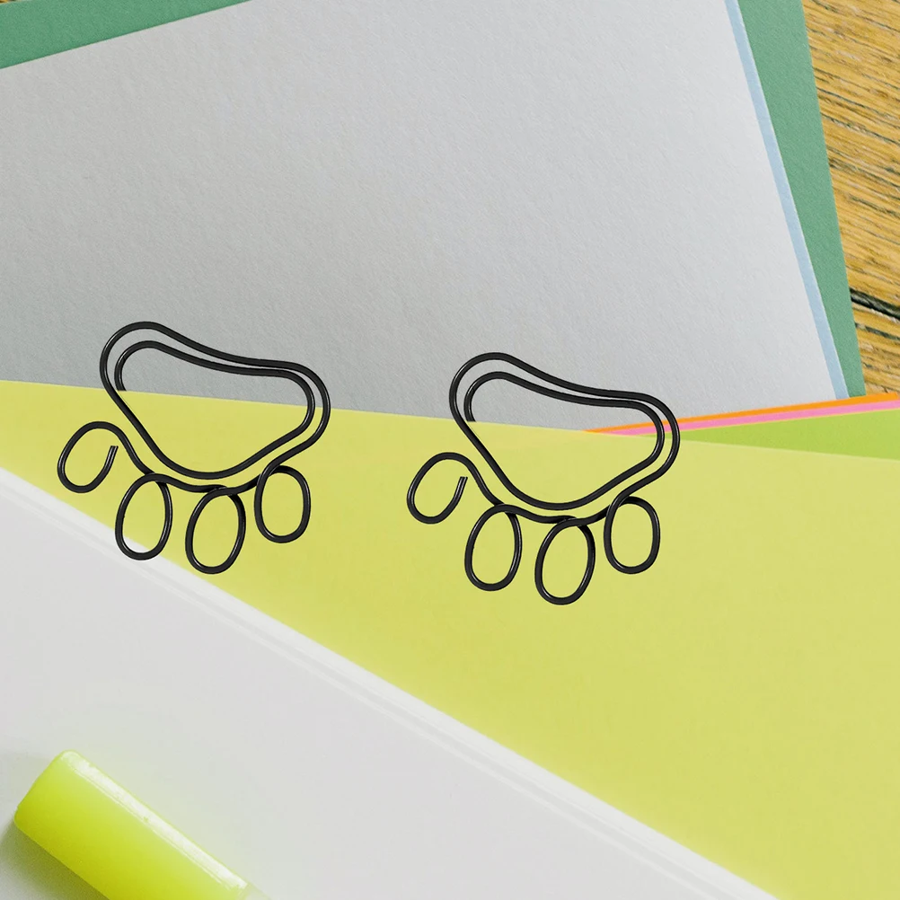 

50 Pcs Cat Claw Paper Clip Cute Clips Memo Paperclips Fancy Document Student Cartoon Small Taste