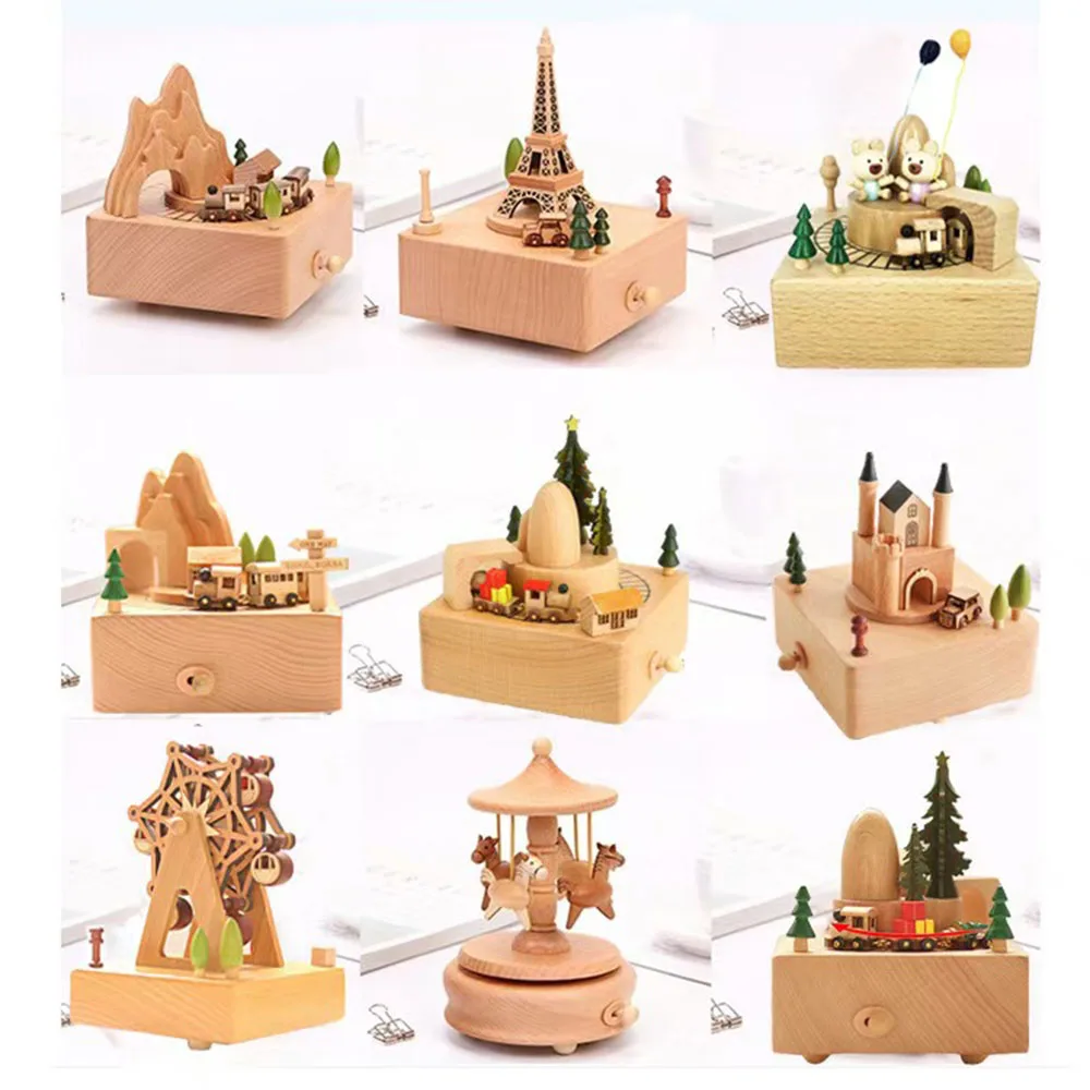 

Креативная музыкальная шкатулка, деревянная музыкальная шкатулка, карусель для девочек, детский подарок на день Святого Валентина, подруге, день рождения, Qixi