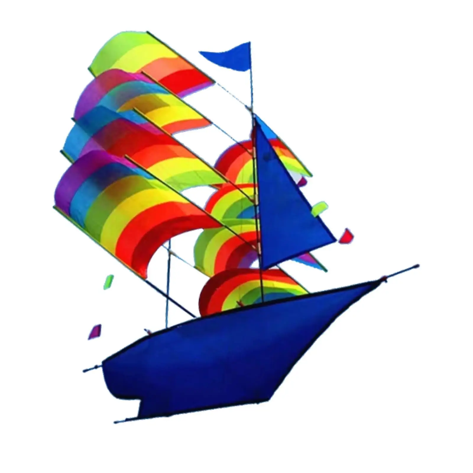 3D Rainbow Sailing Kite Colorful Ship 3D Kite Folding Beach Kites Large Sailboat