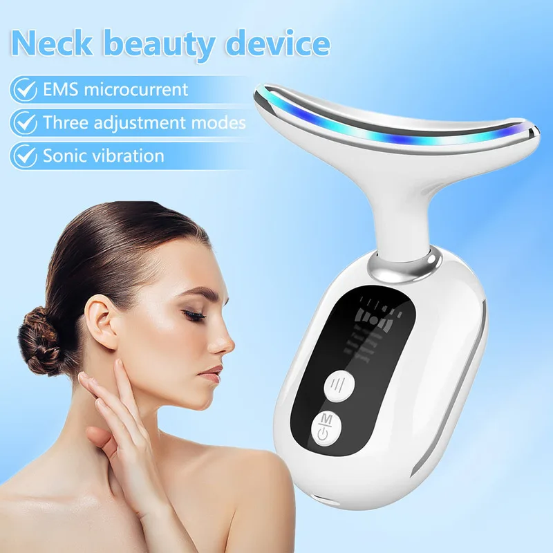 목 마사지기 주름 제거 EMS 마이크로 전류 컬러 페이스 리프팅 기계 스킨 케어 LED 광자 마사지 기계 미용 장치