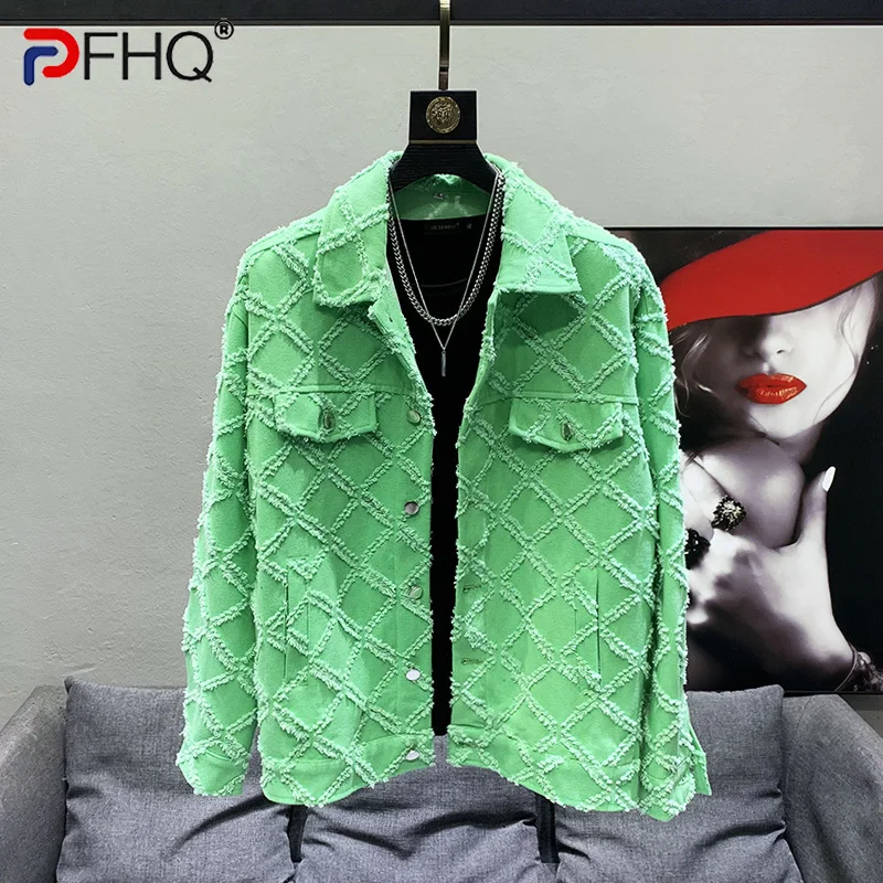 

PFHQ 2023 Trendy Designer Korean Broken Hole Spring Denim Jacket Fashion Elegant Original Men's Fried Street High Quality Coat