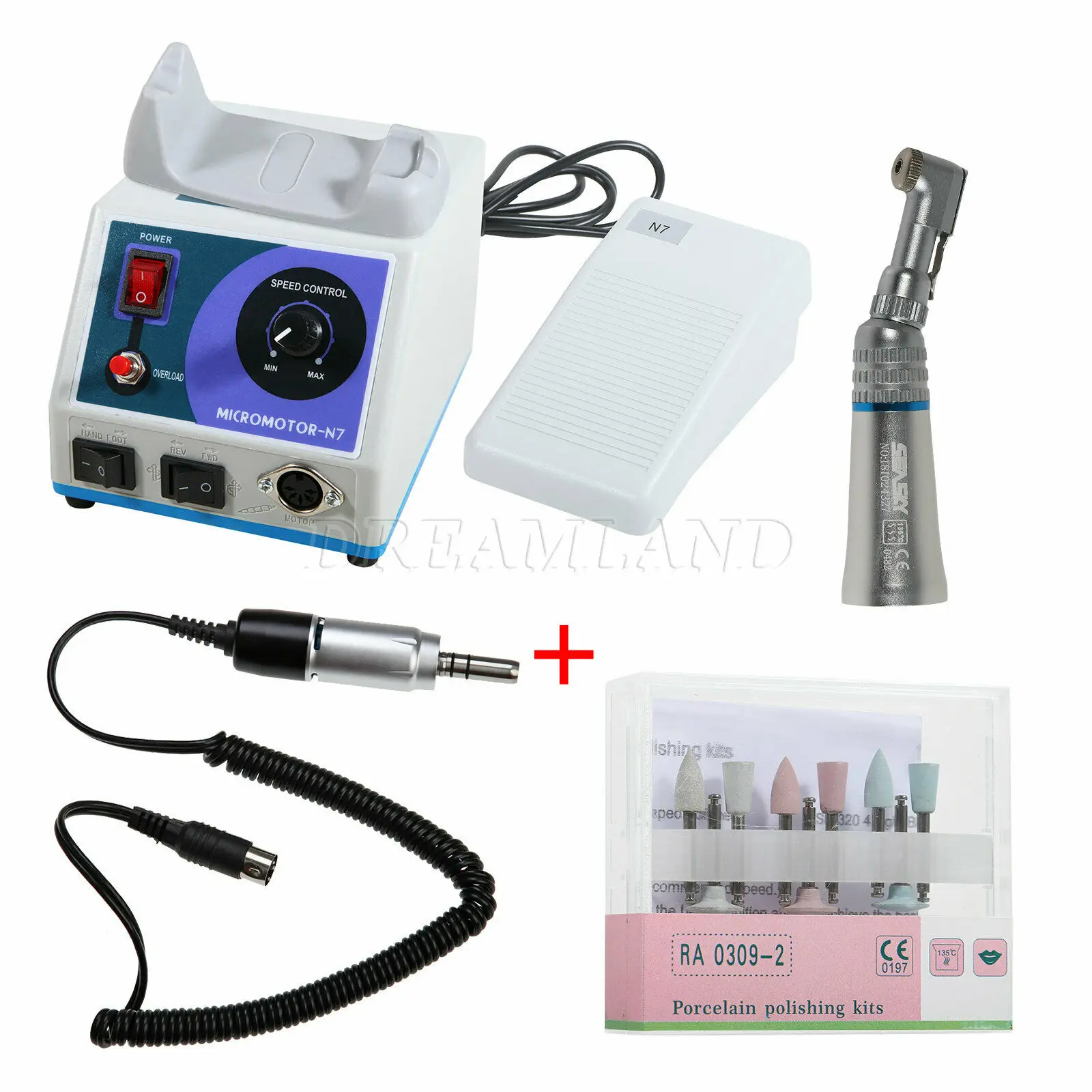 

Dental Lab Marathon Electric Micromotor N7 110V/220V + Low Speed Contra Angle Handpiece + Composite Drill Burs RA0309-2