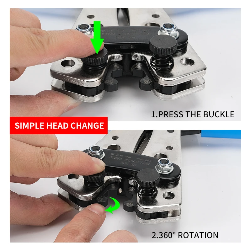 HX-50B Crimping Plier 6-50mm AWG 1-10 Cat Auto Copper Ring Bare Cable Battery Terminals Lug Crimping Tool Cable Terminal Plier