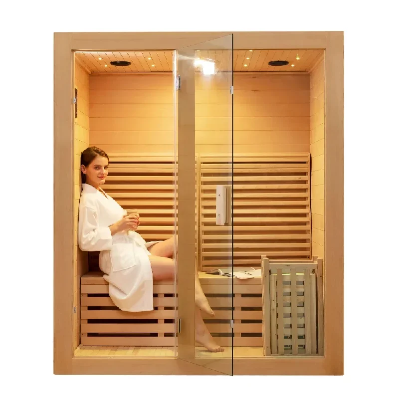 Best Canada Red Cedar Hemlock Wood Indoor Traditional Steam Sauna Room with Low Price