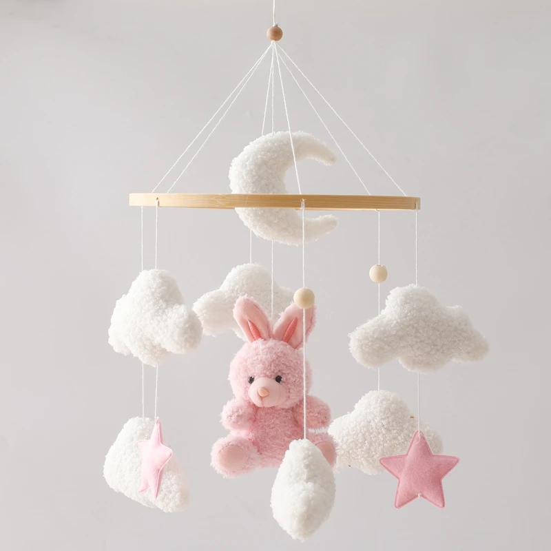 Baby Krippe Mobile Rassel Spielzeug Für 0-12 Monate Cartoon Filz Wald Tier Bett Glocke Hängen Holz Halterung Mobile newbaby Rassel Spielzeug – Detail 13