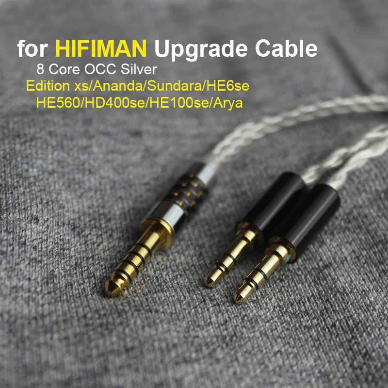 8 Core cable for HIFIMAN Edition xs Arya HD400se He400i Ananda Cable with MIC Earphones OCC Silver Plated Upgrade 2.5 4.4 Balanc