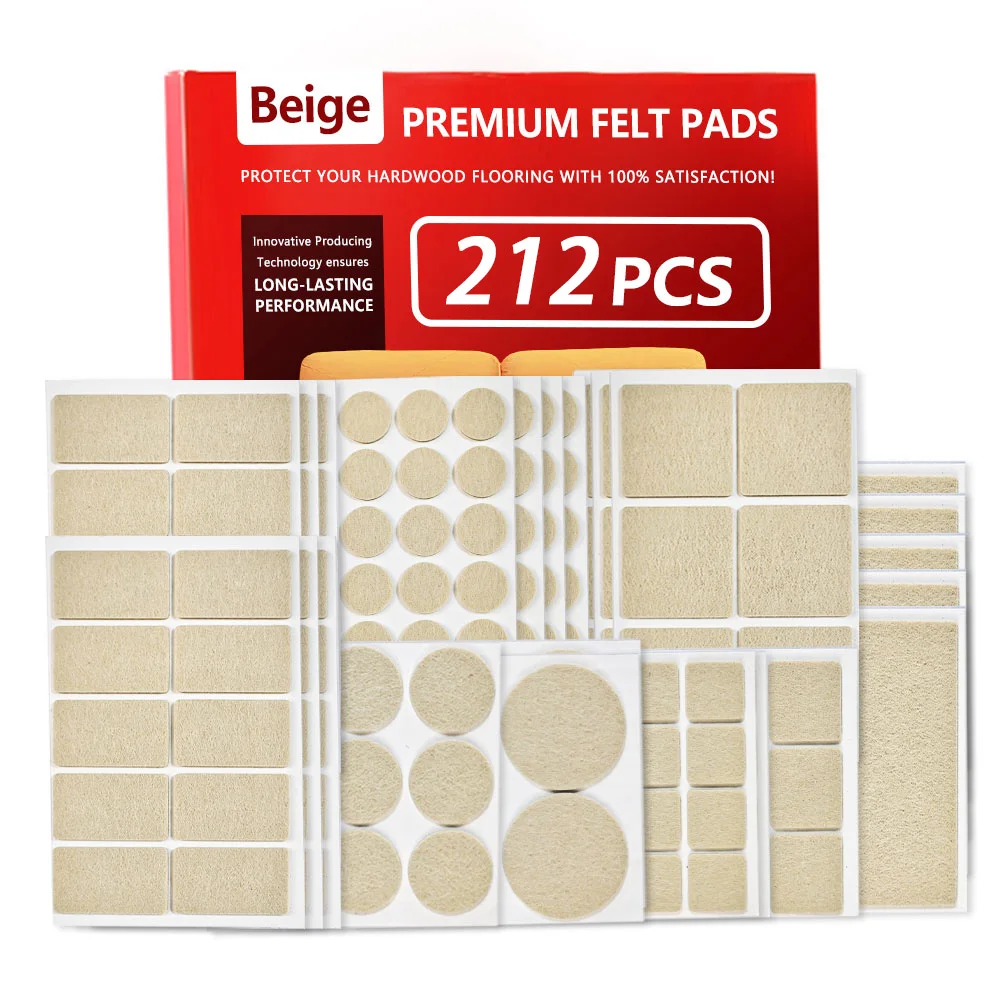 

Self-Adhesive Furniture Leg Protectors, 212pcs Beige Multi-Size Floor Protectors for Chair Table Legs Hardware