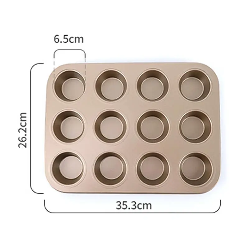 12/9/6 Hole Non-Stick Cake Baking Mold Pudding Pan Muffin Cup Baking Mold Carbon Steel Flat Cup Cake Mold Kitchen Baking Tools