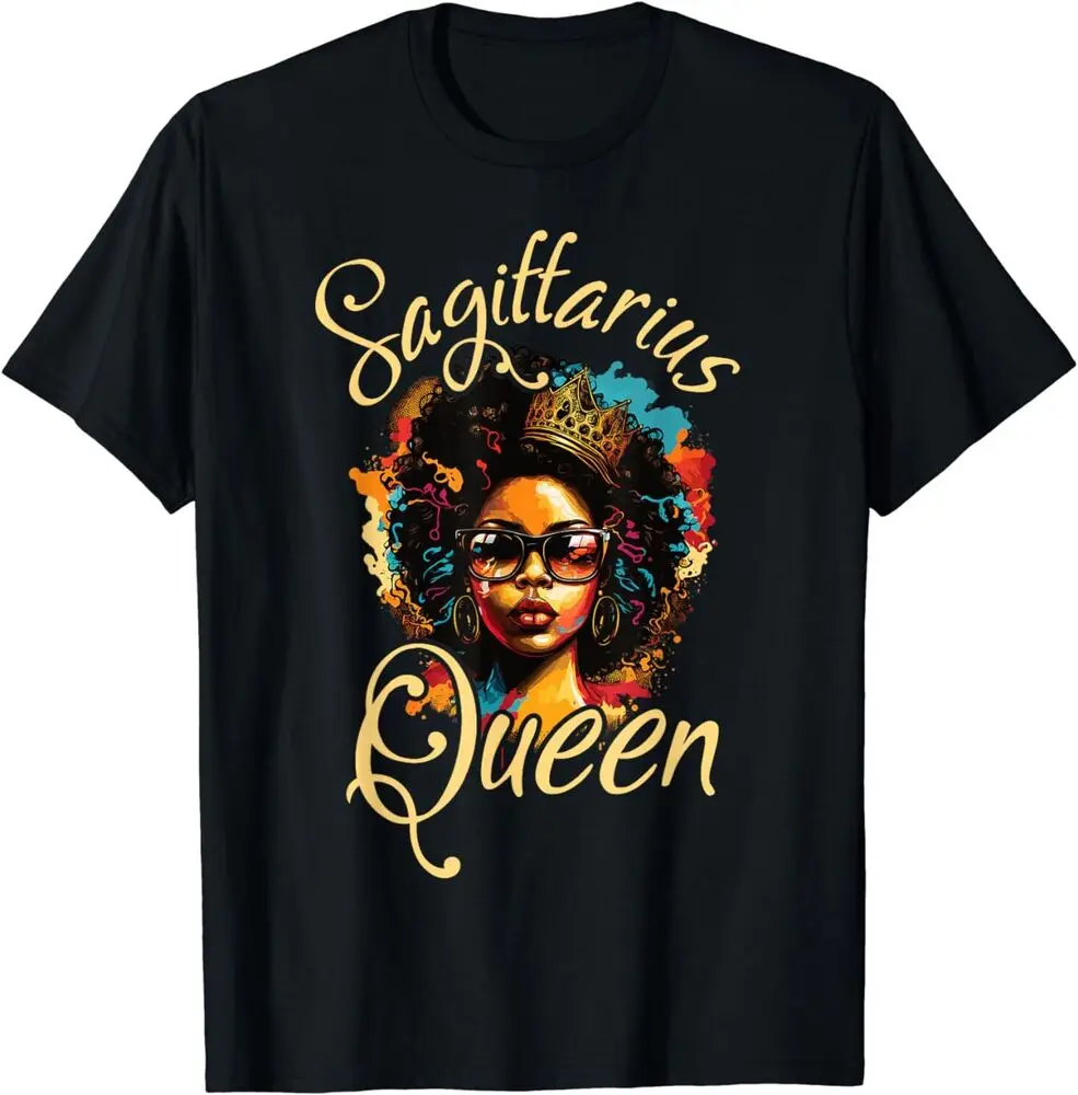 Afro Girl Sagittarius Queen Are Born In November To December T-Shirt Graphic T-shirts For Men Clothing Women Short Sleeve Tees