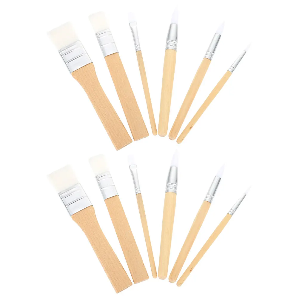 

2 Sets Nylon Brush Paint Artist Brushes Classroom Flat Drawing Wood Supplies Child Angled