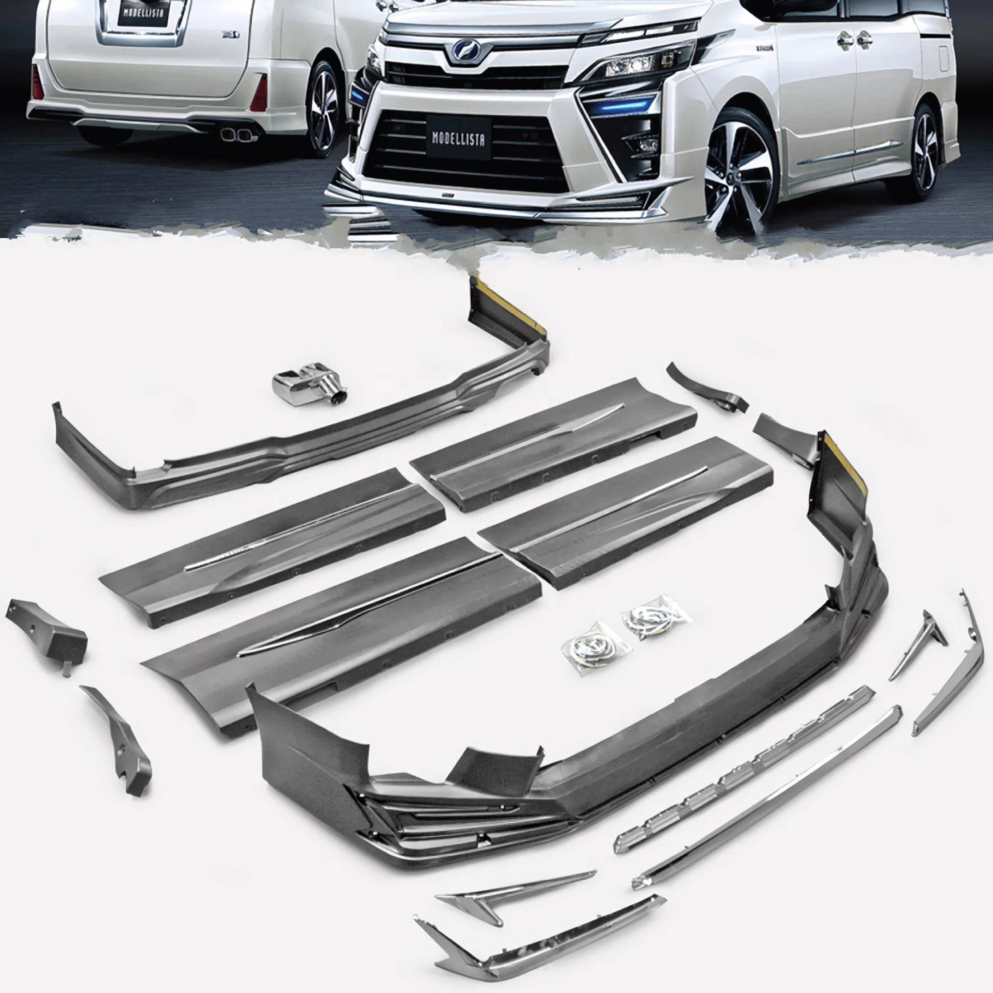

For 17-20 Toyota Voxy 80 Facelift MOD Type Full Kit Modellsta Aero Kit for Voxy Hybrid ZS