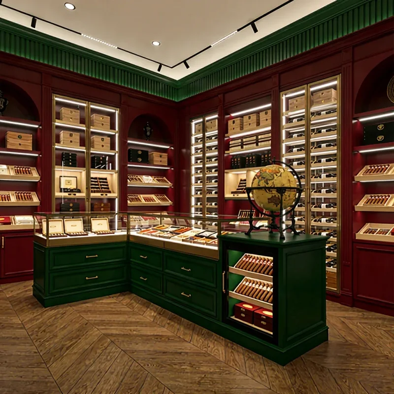

custom.Customized Smoke Shop Glass Humidor Cabinet Handmade Classical Desgin Spanish Cedar Cigar Cabinet