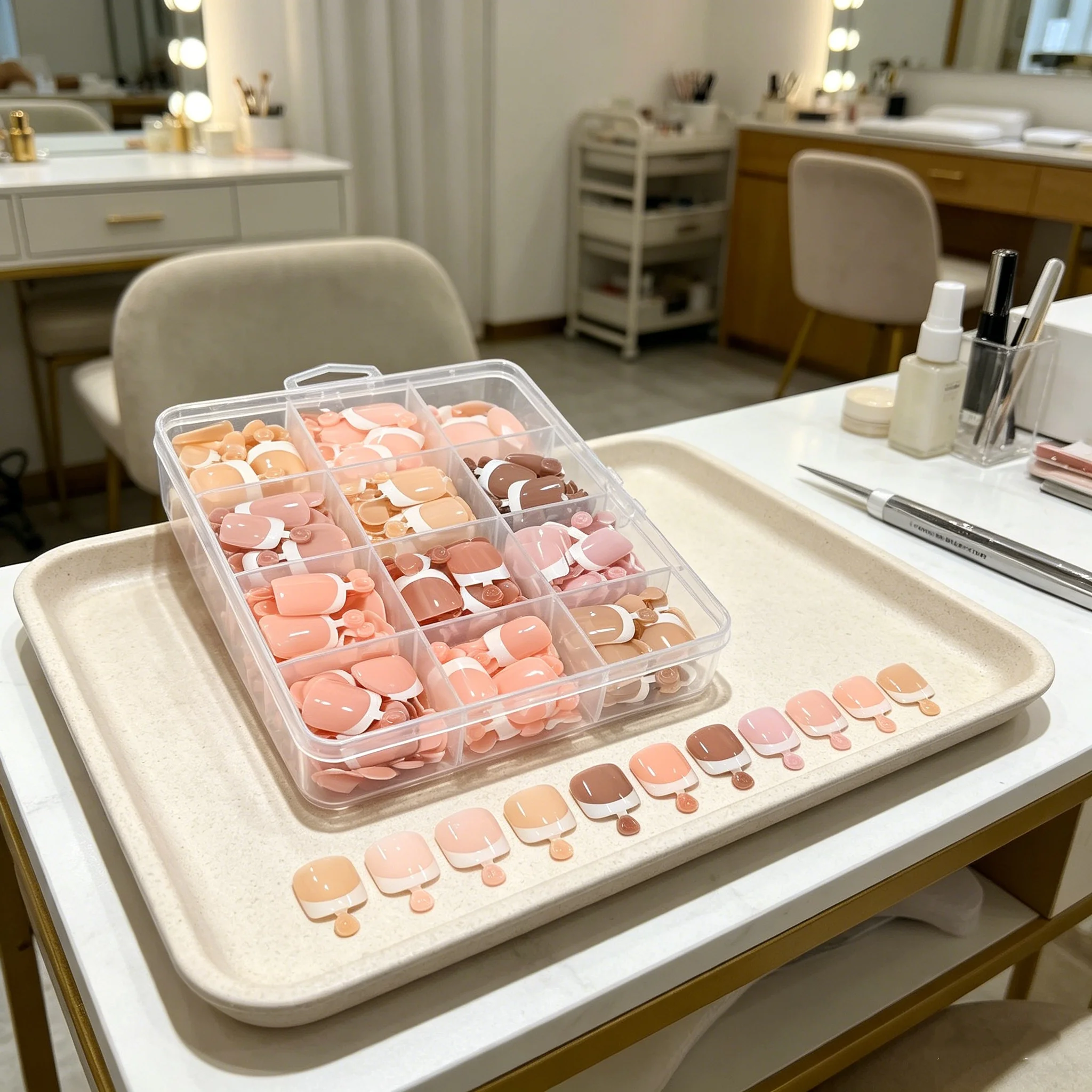 288PCS 12 Colors Solid Gradient Glossy Fake Toenails French Nude Press On Toe Nails False Toenails for Daily Wear Beach Vacation