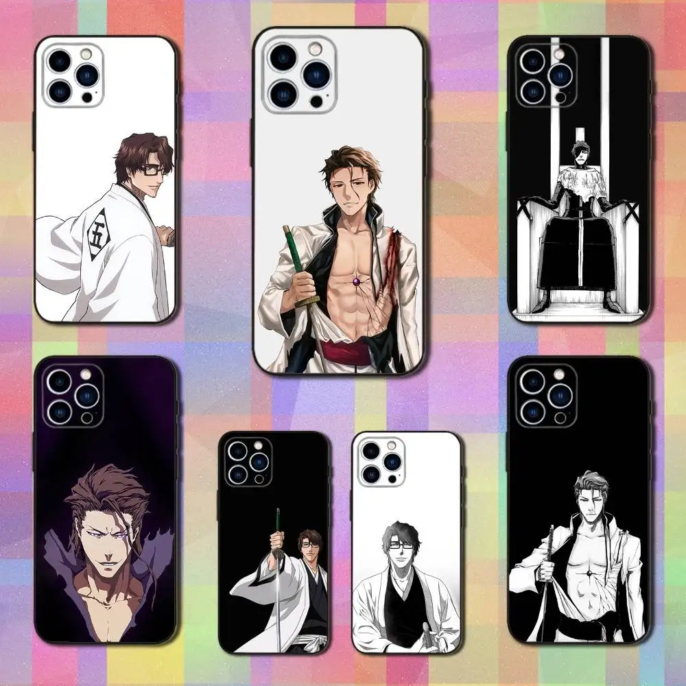 

A-Aizen Anime S-Sousuke Phone Case For iPhone 16,15,14,17,13,12,11 Plus,Pro Max,XS,X,XR,SE,Mini,8,7,Soft Silicone Black Cover