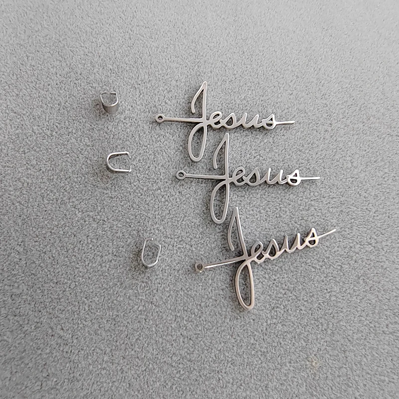 Wholesale 10pc/lot DIY Big Letter Jesus Stainless Steel Cross Charms Pendant Making Jewelry Parts Customized Items Are Welcomed