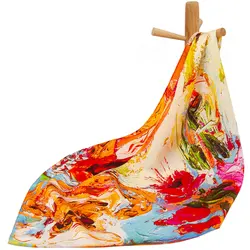 100% Pure Silk Scarf Women Bandana Female Hair Scarf Wholesale Top Natural Silk Square Headband Gift for Lady Vase Paintings