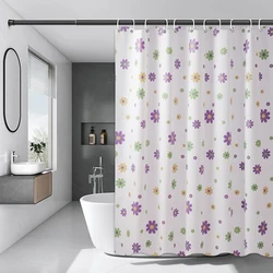 High-Quality Elegance Purple Flowers Shower curtain With Hooks Waterproof Mildew Resistant PEVA Curtains Bathroom Curtain