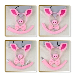 Piggy Costume Set Includes Piggy Tail Headband Nose Bowtie Glove Skirt Halloween Piggy Dress up Outfit for Kid Cosplay