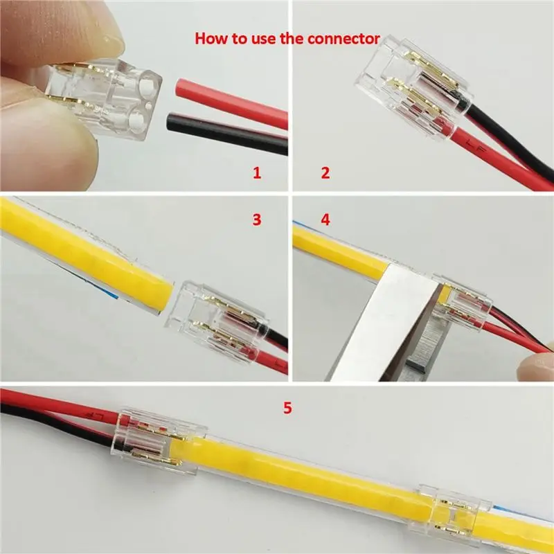 DT19 50PCS 2-Pin 5mm COB LED Strip Connector Kit for Strip-To-Wire and Strip-To-Strip Joints 5V-24V