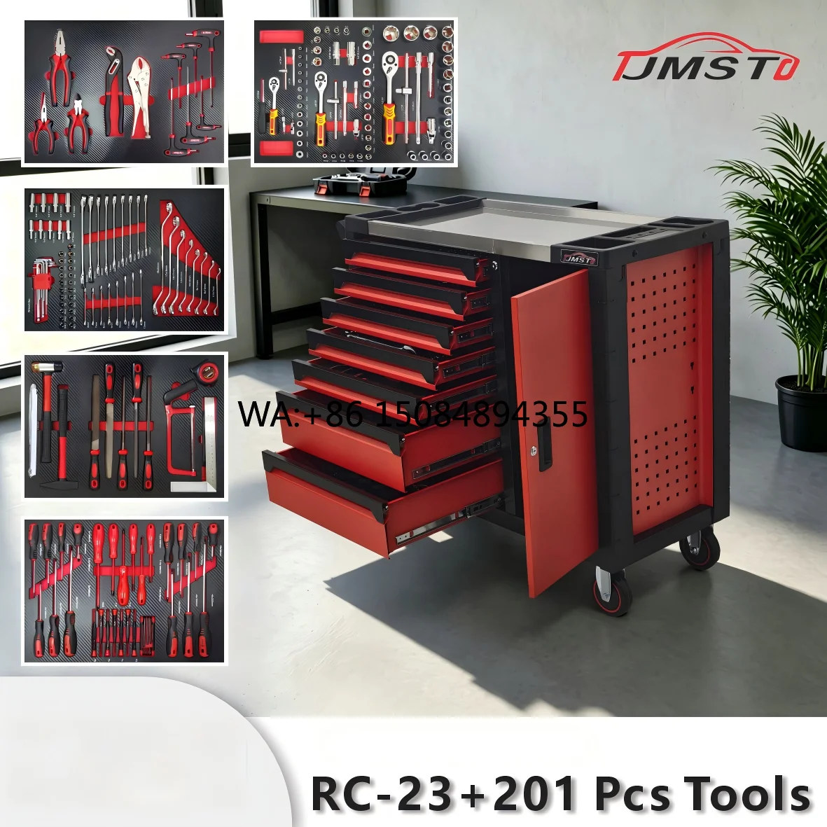 

Black and Red 201PCS Mechanic Tools Set Box OEM Mobile Garage Tool Cabinet with 7 Drawers SPCC Material
