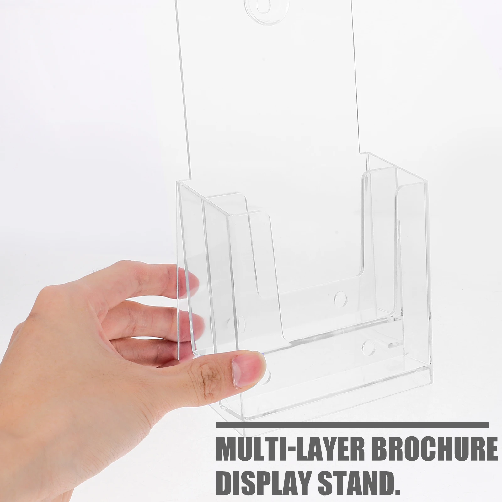 

Multi Layer Catalog Rack A6 2 Tier Desktop Wall Mount Document Organizer Brochure Holder Stand Files Magazine Storage Solution