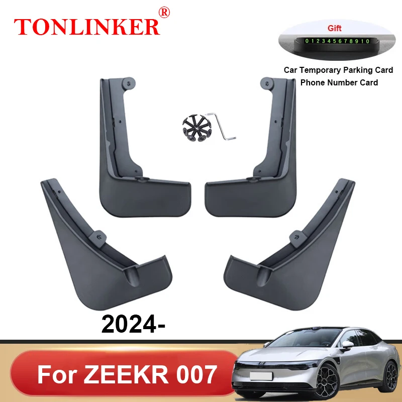 TONLINKER Car Mudguard For ZEEKR 007 2024 100 kWh Mudguards Splash Guards Fender Auto Front Rear Mudflaps 4Pcs Car Accessories