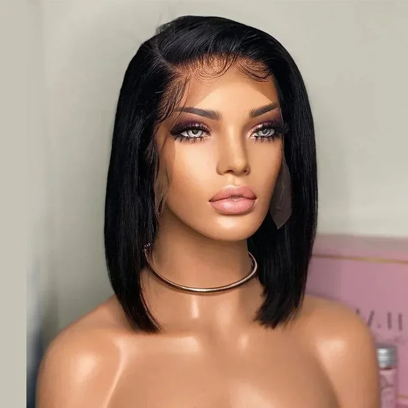 13x6 Bob Bone Straight Lace Front Wigs Human Hair Remy Closure Wig HD Transparent Short Lace Frontal Wigs for Black Women