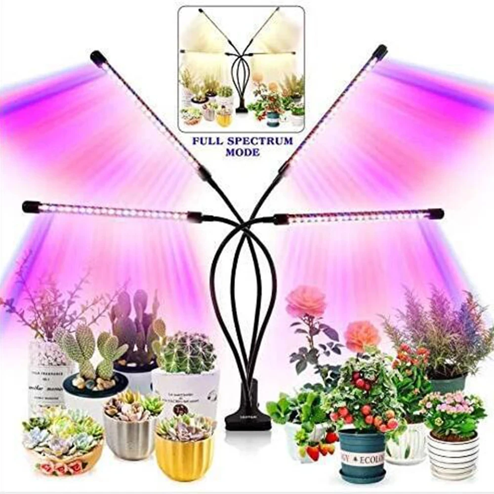 FTOYIN Led Grow Light With Clips Full Spectrum Upgraded Plant Light With 3/9/12H Timer 10 Dimmable Level For Indoor Plants