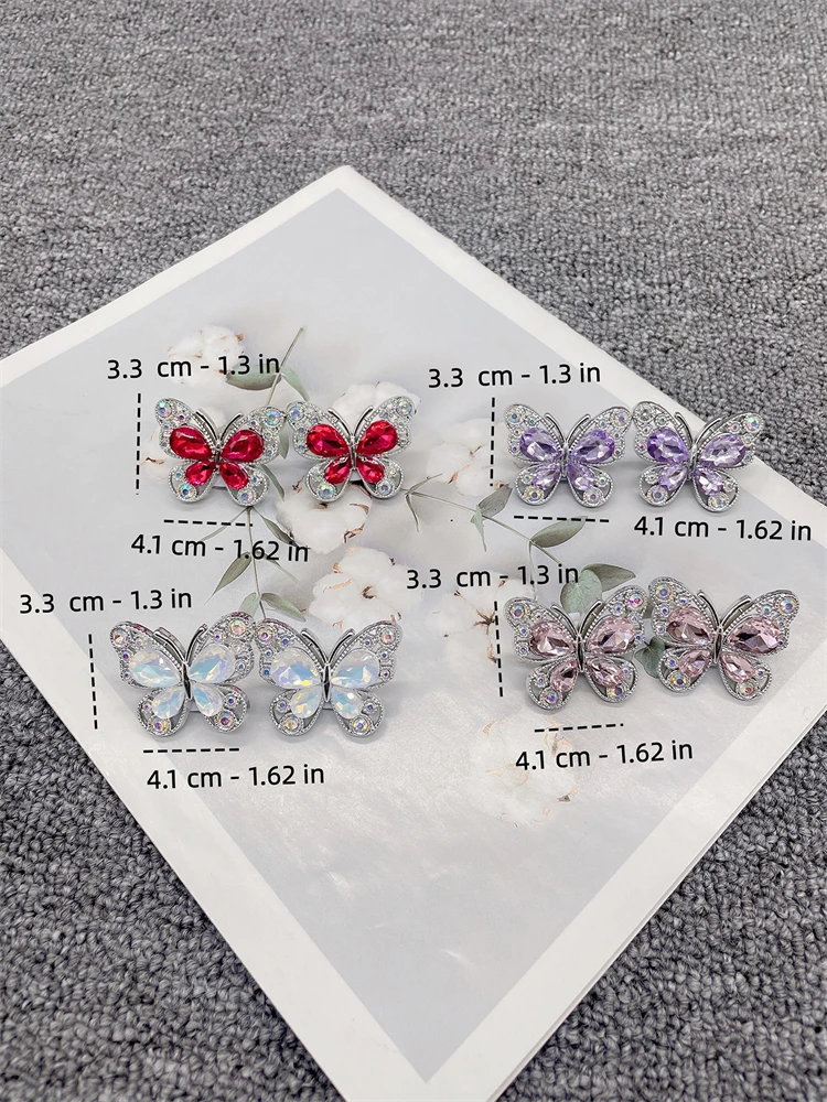2PCS Bling Schmetterling Schnürsenkel Charms Harz Schmuck Schuh Schnalle Dekorationen DIY Strass Schuh Spitze Clips Zubehör – Detail 2
