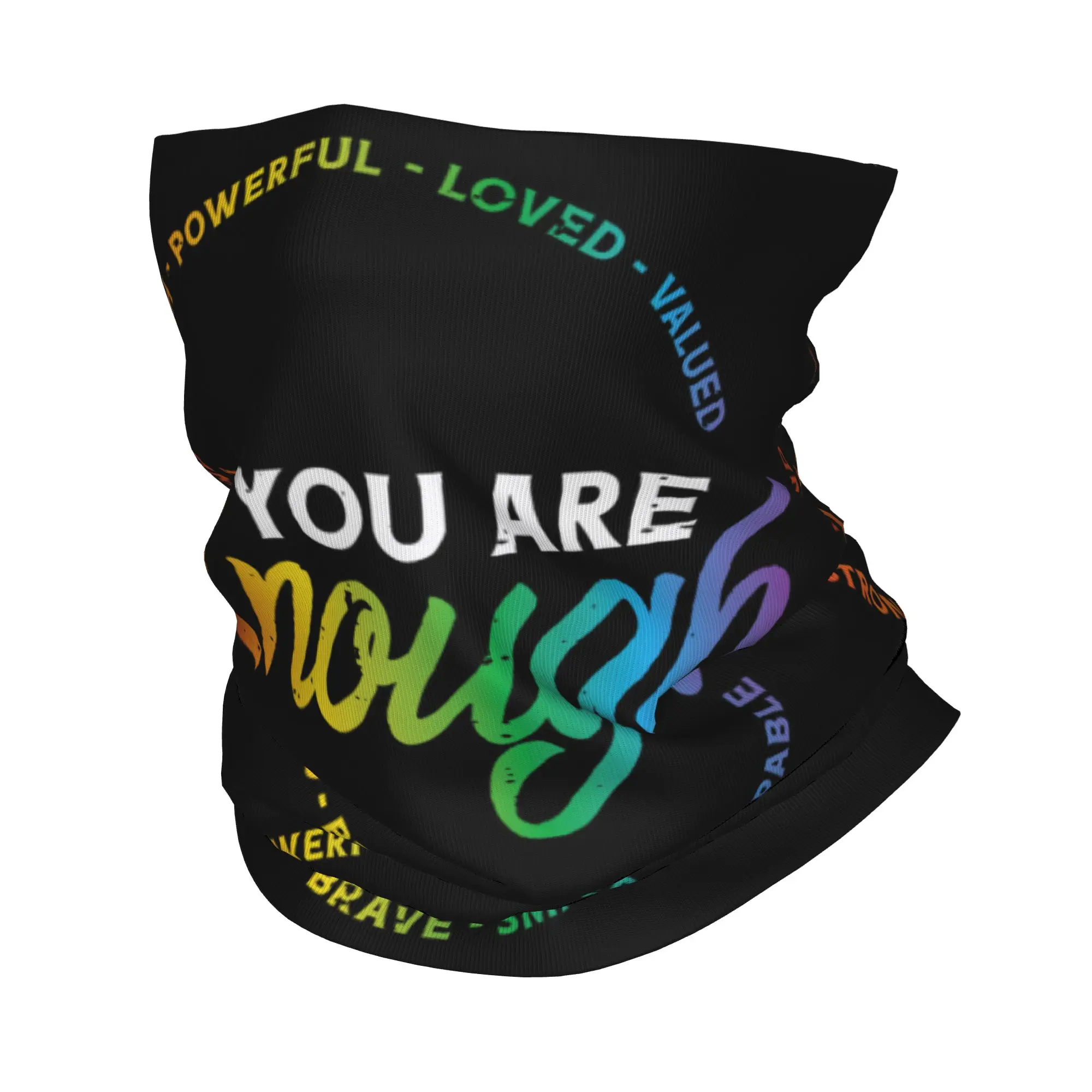 

Gay You are Enough Rainbow Pride LGBTQ Bandana Neck Cover Face Scarf Multi-use Balaclava Riding for Men Women Adult All Season