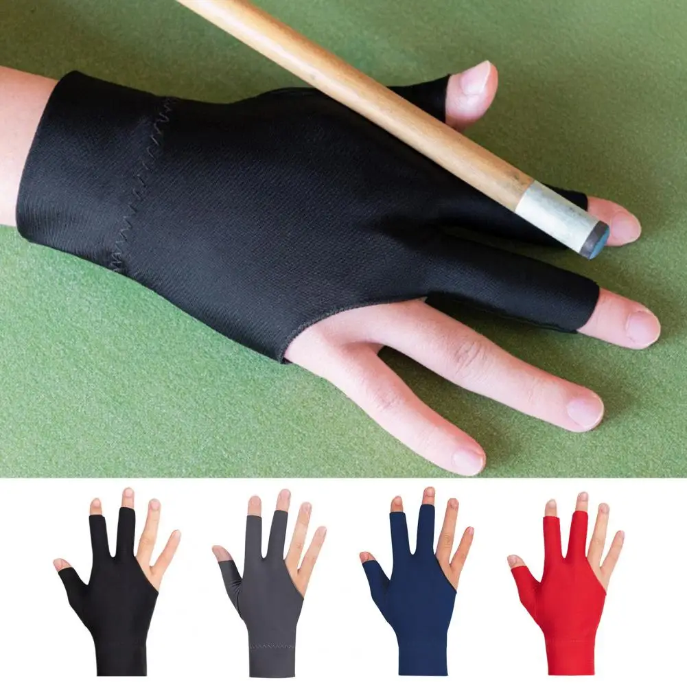 3-Finger Billiards Glove Anti-slip Sweat-absorbing Breathable Men Women Right Hand Snooker Cue Sport Glove Billiards Accessories