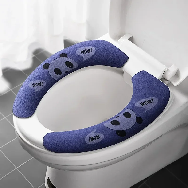 Soft Cartoon Washable  Cushion WC Toilet Sticky Seat Pad Bathroom Warmer Seat Lid Cover Universal Toilet Seat Cover 1/4Pcs