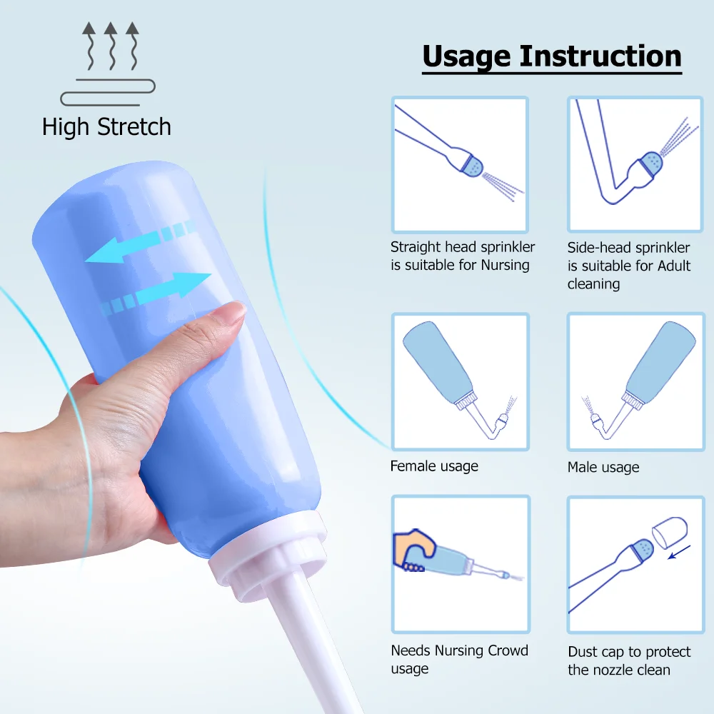 Postpartum Care Bottle, Travel Wash Basin, Direct and Side Flush 2 IN 1, 350Ml/500ML, Resistant to 100 ยบ C,Bonus Bag