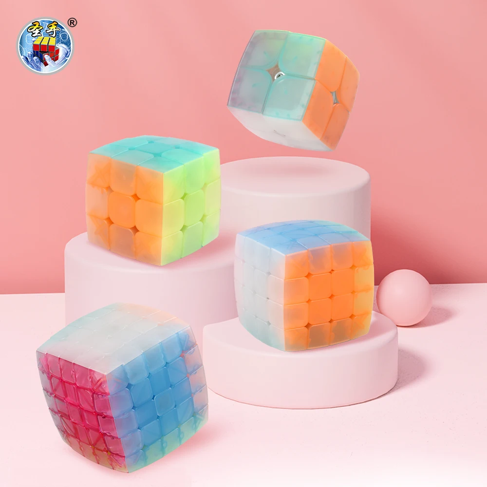 SENGSO Jelly Color Cute Cube 2x2 3x3 4x4 5x5 Magic Cubo Profession Puzzle High Quality Kid\'s Fidget Toys