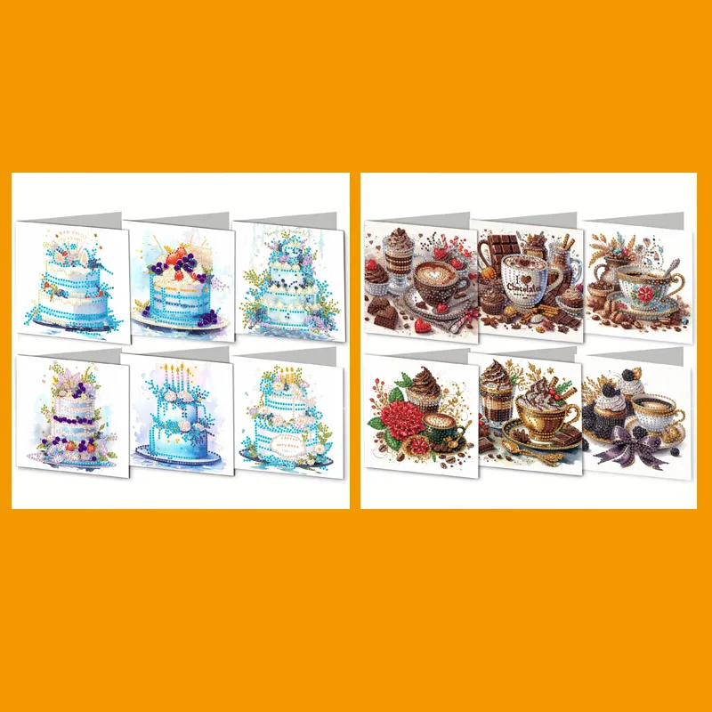 6 DIY-Diamant-Malerei-Sets mit Kristall, Diamant, Papiermaterialien, Party-Einladungskarten, Hochzeitsgrußkarten