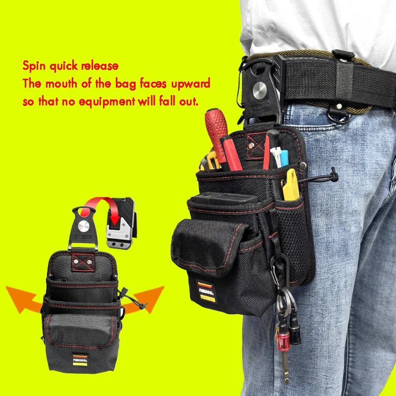 Electrician's Quick-Release Rotary Tool Bag Low-Voltage Weak Electrical Repairs Waist Bag Specialized Storage for Hand Tools Kit