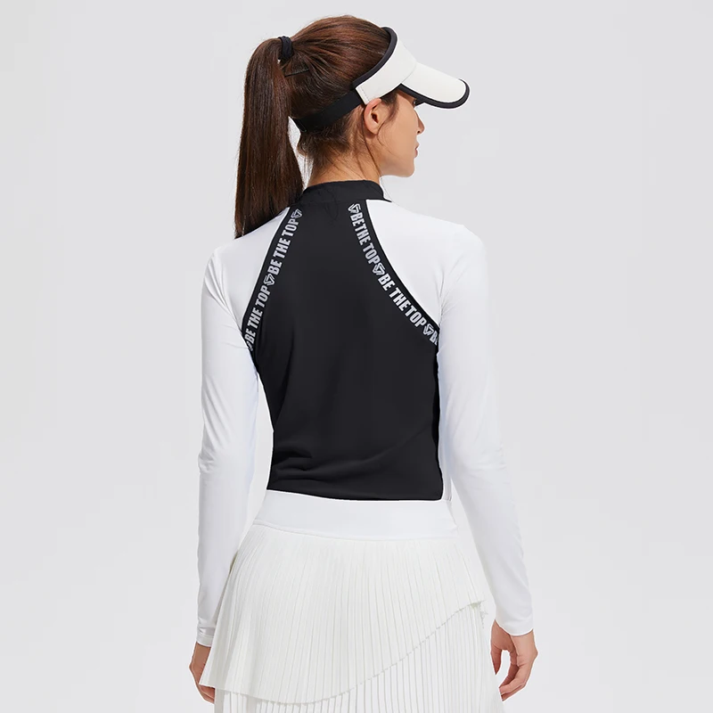 Women Long Sleeve Golf Tennis Yoga Gym Shirts Quick Dry Fitness Outdoor Top Contrast Sportswear Running Jogging Sport Tshirt