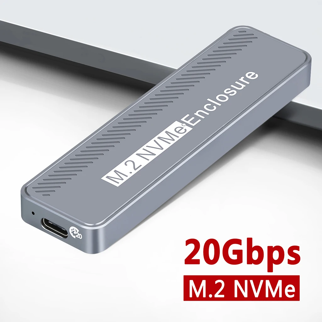 For M.2 NVME SSD Enclosure USB 3.2 GEN 2X2 20Gbps Type C SSD Adapter for 2230/2242/2260/2280 NVME SSD M Key External Case Box