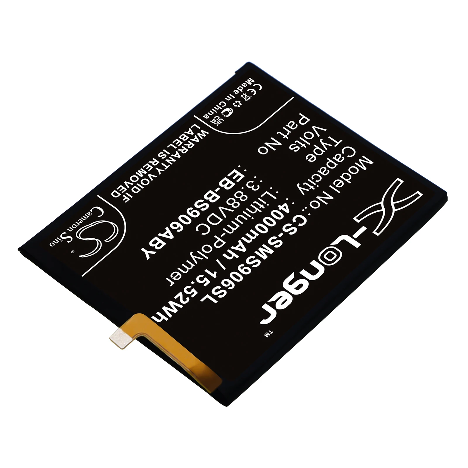 CS Replacement Battery for Samsung Galaxy S22 Plus 5G,Galaxy S22+ 5G,SM-S906B,SM-S906B/DS,SM PN:EB-BS906ABY 4000mAh / 15.52Wh