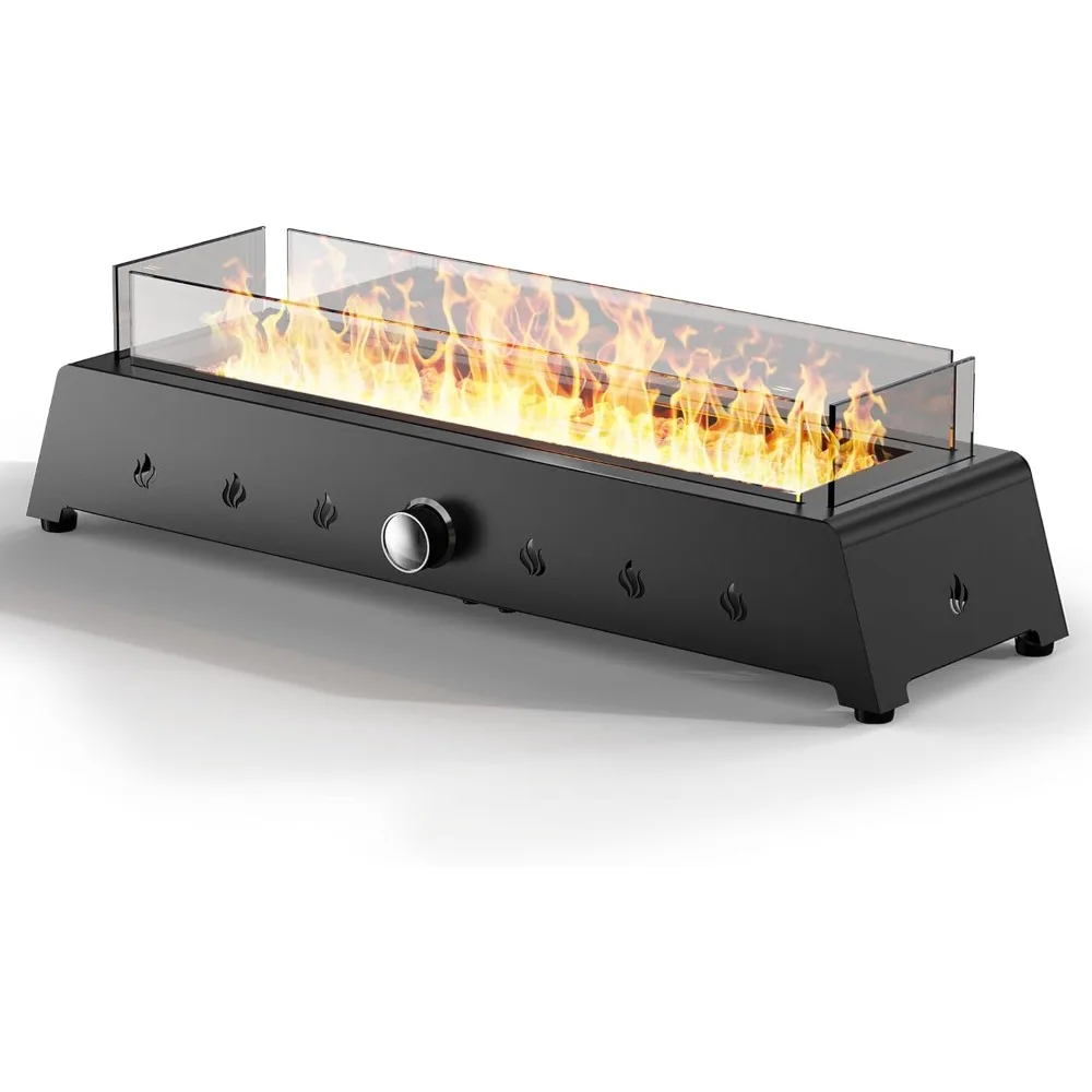 

28'' Tabletop Fire Pit Table, 40,000 BTU Propane Fire Pit with Bottom Air Intake and Umbrella Hole, Outdoor Portable Fireplace R