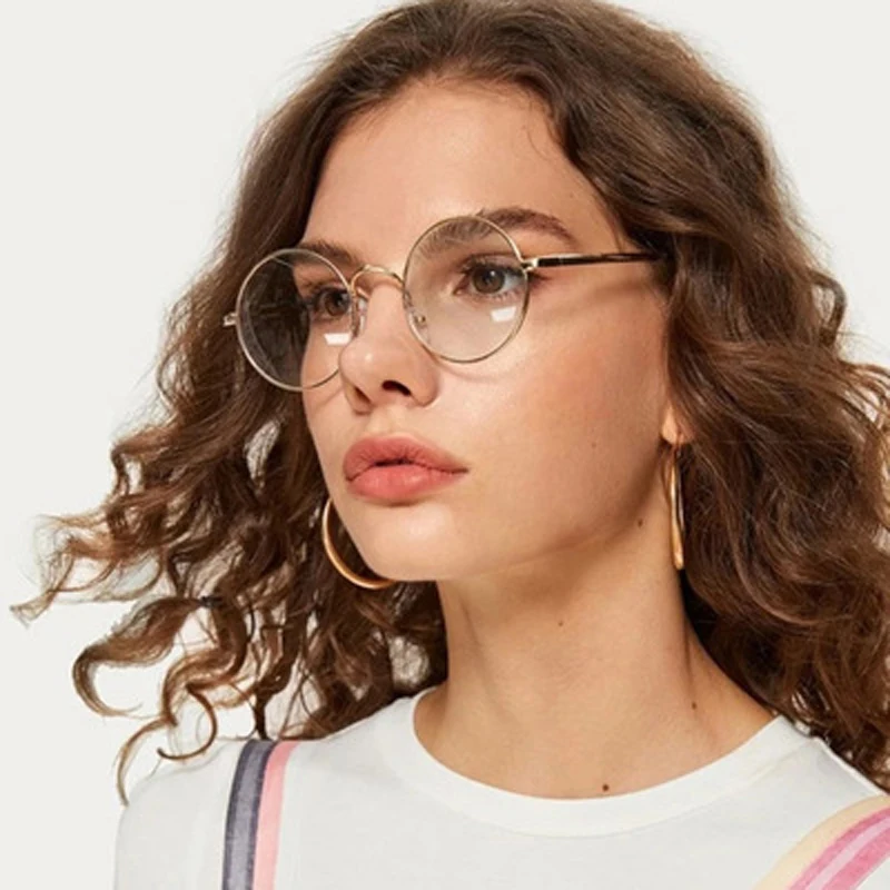 Runde Metall-Dekorationsbrille für Damen und Herren, Modische Niedliche Luxus-Brillen für Ausflüge und Camping, Blaulichtfilter-Brille