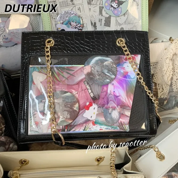 

Lady Chain Square Pain Bag Japanese Style Versatile Shoulder Crossbody Large Capacity Bags Sweet Cute JK Women's Handbags