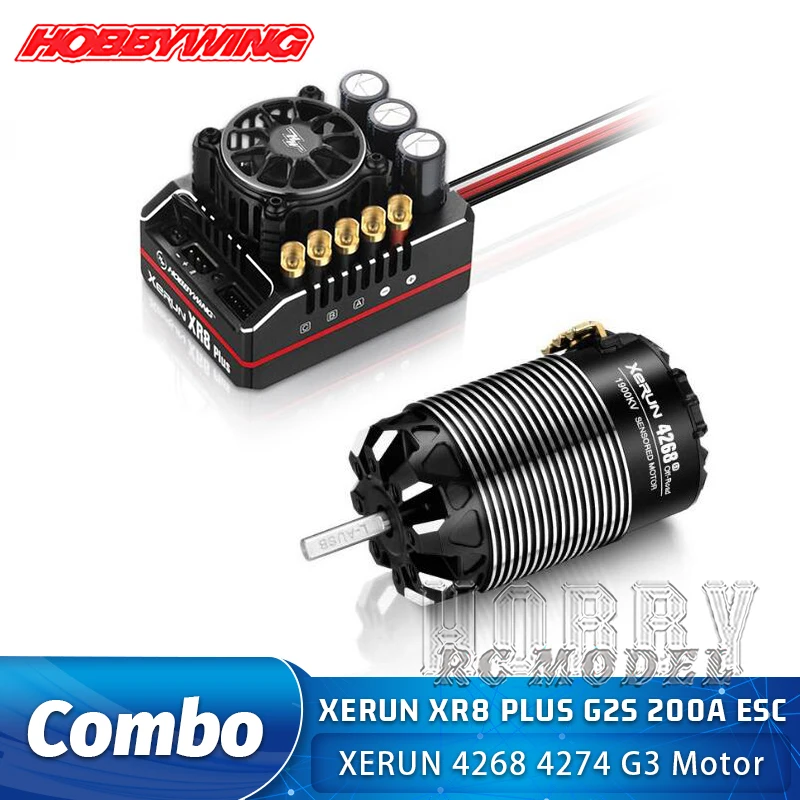 HOBBYWING XERUN XR8 Plus G2S 200A Sensored Brushless ESC 4268 4274 Motor Combo for 1/8 RC Model Car Racing Buggy