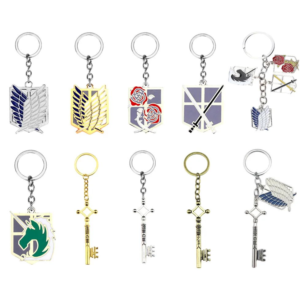 Attack on Titan Metal Keychains for Man Women Anime Peripheral Backpack Pendant Key Chains Bags Key Ring Cosplay Accessories