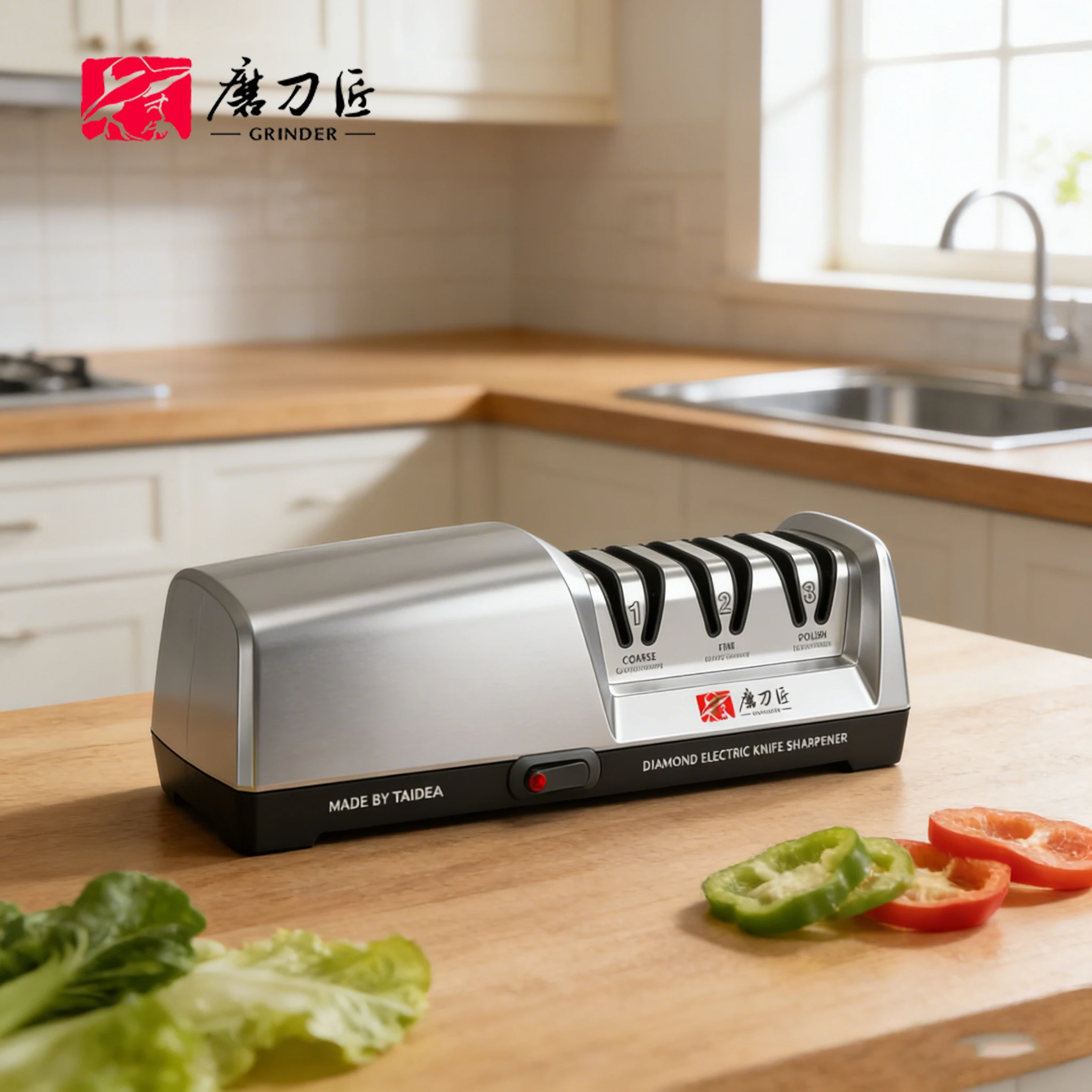 

TG2302 Professional 3 Stage Electric Knife Sharpener 15 Degree Angle Kitchen Knives Sharpening Polishing System for Chef Home Ki