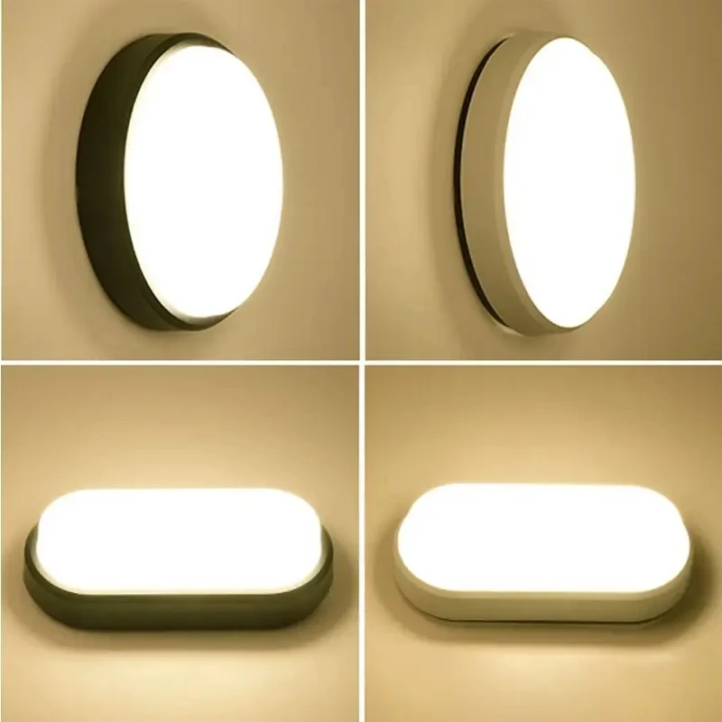 16W 20W Outdoor LED Wall Lamp Garden Porch Surface Mounted Oval Sconce Lighting Bathroom Moistureproof Ceiling Light 110V 220V