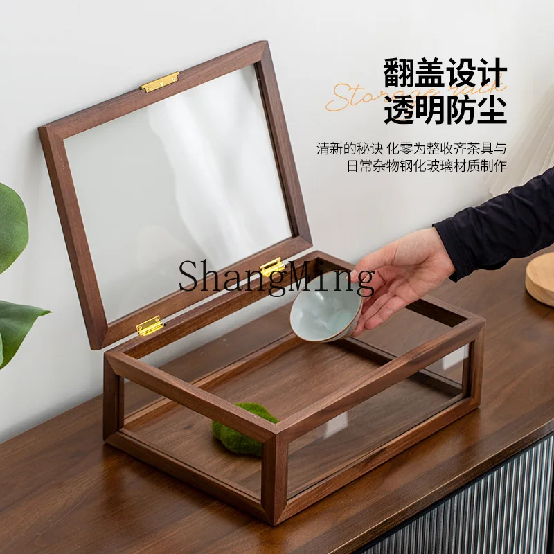 

SM five-sided glass cabinet tea set storage box dustproof transparent desktop finishing box Chinese cabinet