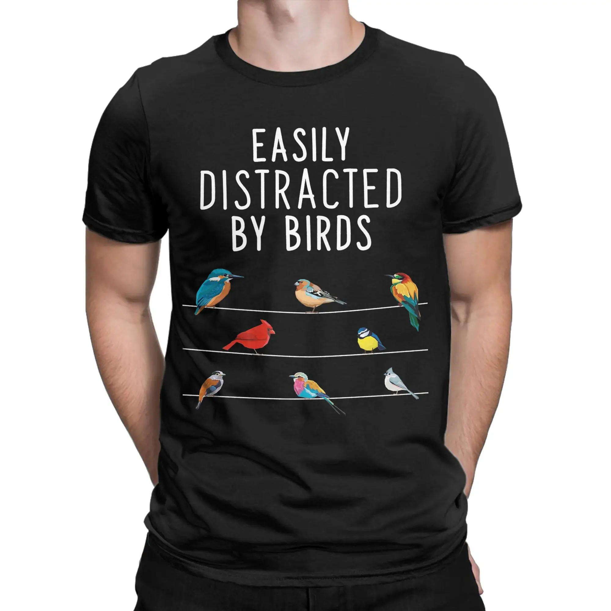 Easily Distracted By Birds Nice Tits T-Shirt Summer Fashion T-Shirts Mens Cotton O Neck Oversized Clothes Short-Sleeve Tops